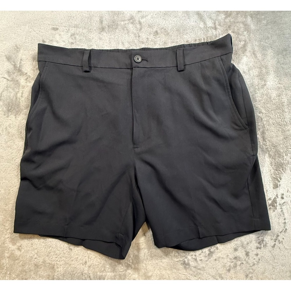 Roundtree & Yorke Performance Shorts Men's 38 Black Stretch Golf Casual Flat Fro